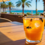 Guêpes attirées par les boissons sucrées sur une terrasse à Nice en 2026